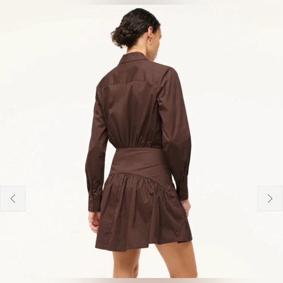 STAUD Rocco Bottom Chocolate Long Sleeve Mini Dress Size 8 - Picture 3 of 12